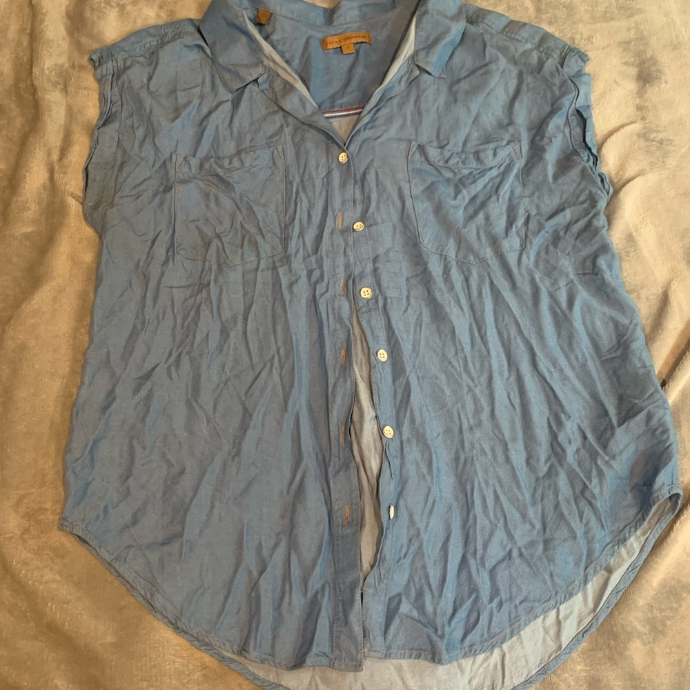JACHS Girlfriend Blue Button Down Shirt